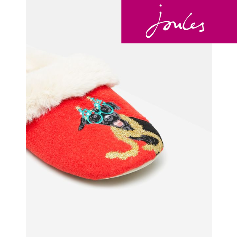 Joules Slippet Luxe Slip On Character Slippers - Christmas Dog -3